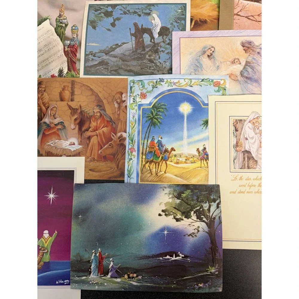 Vintage Christmas Cards Fronts ONLY Nativity Scrapbooking Crafts Lot of 50+